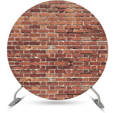 Lofaris Shabby Retro Red Brick Wall Round Party Backdrop